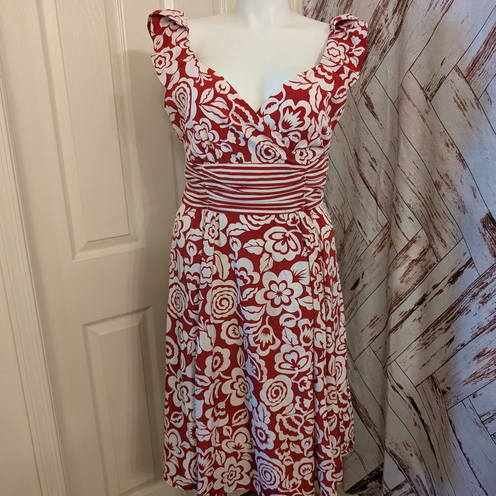 Floral Red and White Women's Dress